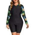 Womens Plus Size Long Sleeve Swim Rash Guard 2 Piece Swimsuits Half Zip Bathing Suit with Swim