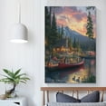 thumbnail image 5 of Canvas Print Beautiful Lakehouse in The Mountains with A Red Canoe Canvas Wall Art Cabin Life Wall Art for Bathroom 12x18inch Hanging in Office Dining Room Kitchen Living Room Bedroom, 5 of 8
