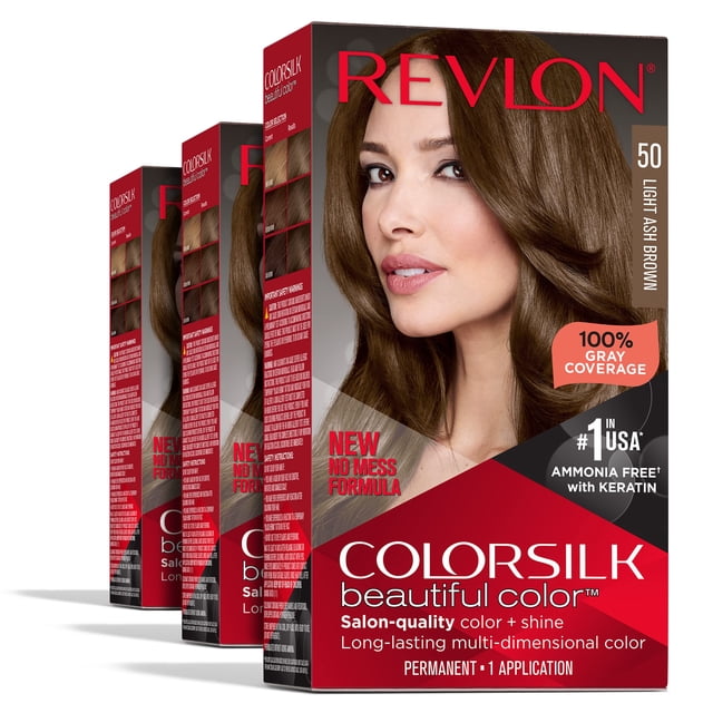 Color de pelo Revlon Colorsilk Permanent Brown 100% gris Cover