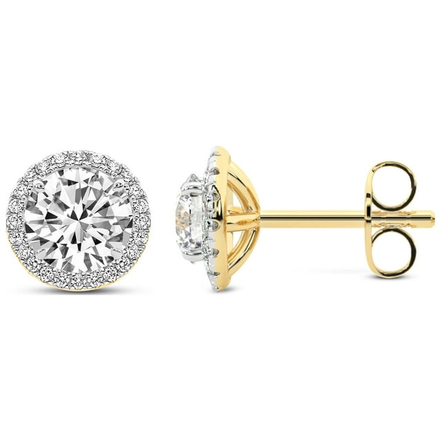 Boucle d'Oreille Clou en Diamant / Clou en Diamant de Laboratoire Rond de 10 Carats Certifié IGI / 14K en Or Jaune / Boucles d'Oreilles Clou en Diamant de Laboratoire Solice / Serti Griffes / Qualité FG-VS1-VS2 / Friendly Diamonds