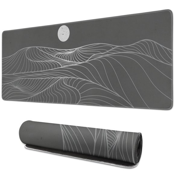 Tapis de Souris de Jeu Extra Grand (31,5x11,8 Pouces) avec Design de Montagne Esthétique : Bords Cousus Durables / Améliore le Jeu et la Productivité au Bureau