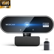 RONY 1080P Webcam with 2 Microphones for Laptop, Autofocus Webcam with Noise-cancelling, Conference Streaming PC USB Webcam, Black