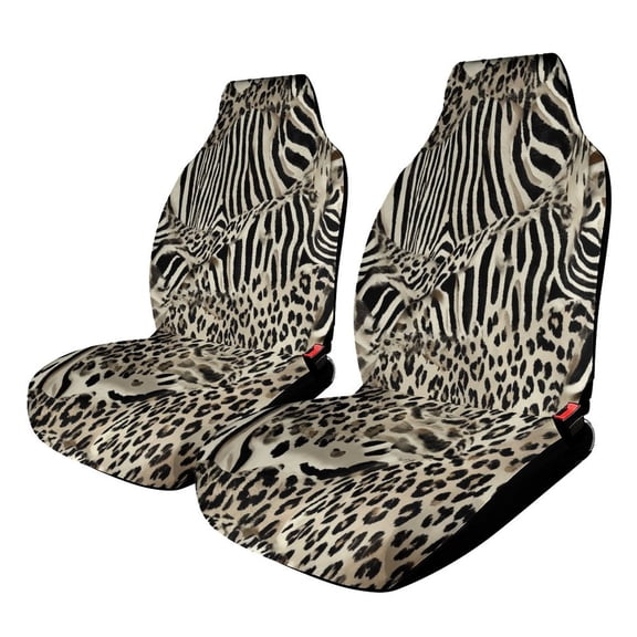 Animal Print Fabric Zebra Leopard Car Seat Covers Front Seats Universal Fit for Cars SUV Truck Auto Interior Accessories