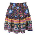thumbnail image 1 of Falda con dobladillo con volantes para mujer, falda corta étnica elástica con estampado Floral para verano, primavera, otoño, azul marino L, 1 of 6