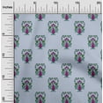 thumbnail image 1 of oneOone Cotton Poplin Light Grayish Blue Fabric Leaves & Floral Block Dress Material Fabric Printed Fabric By The Yard 42 Inches Wide, 1 of 4