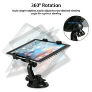 Car Tablet Mount, TSV Tablet Holder for Windshield Dashboard, 360 Rotating Universal Suction Cup Bracket Fit for iPhone, iPad Mini Air, Samsung Galaxy Tab