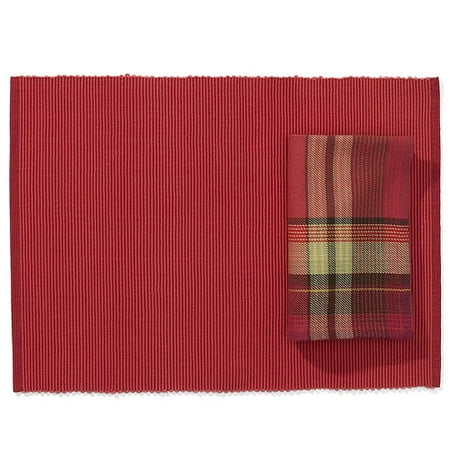 Home Trends Ribbed Placemat & Napkin Set, Sheer Salmon