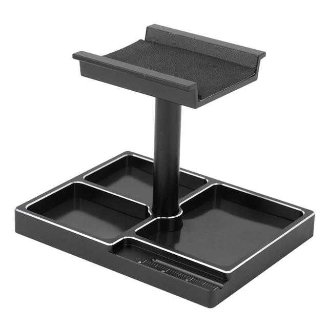 Support de Réparation de Voiture RC, Poste de Travail en Alliage d'Aluminium avec Plaque à Vis, Plateaux à Vis et Design à Trois Compartiments pour Voitures RC 1/18 1/24 SCX24, FCX24, Non Assemblé