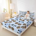 thumbnail image 4 of Feelyou Blue Bowknot Cherry Kid Full Size Sheets, Leopard Cheetah Print Bed Sheets, 4pcs, 4 of 7
