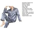 thumbnail image 6 of zeranth 2pcs/Set Men Pajamas Set Satin Lapel Long Sleeve Single-breasted Patch Pocket Elastic Waist Soft Wide Leg Men Homewear Shirt Pants Set Fall Spring Sleepwear, 6 of 6
