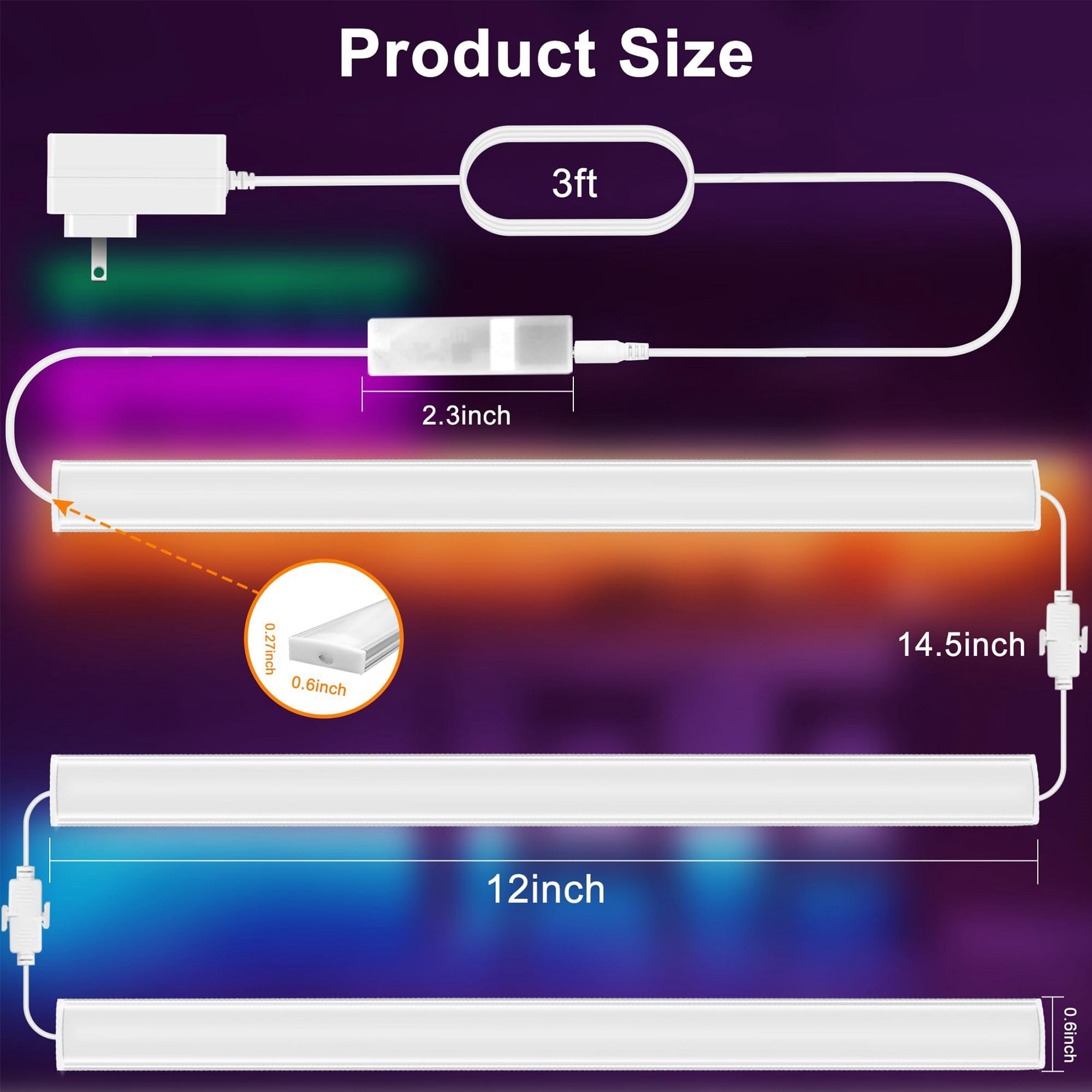 6Pcs RGB Under Cabinet Lights Plug in, 12 Inch Under Cabinet Lighting Kit, Closet Lights with Smart APP Remote & Adapter, Dimmable Under Counter Lights for Kitchen, Shelf, Workbench, Desk, Bookcase