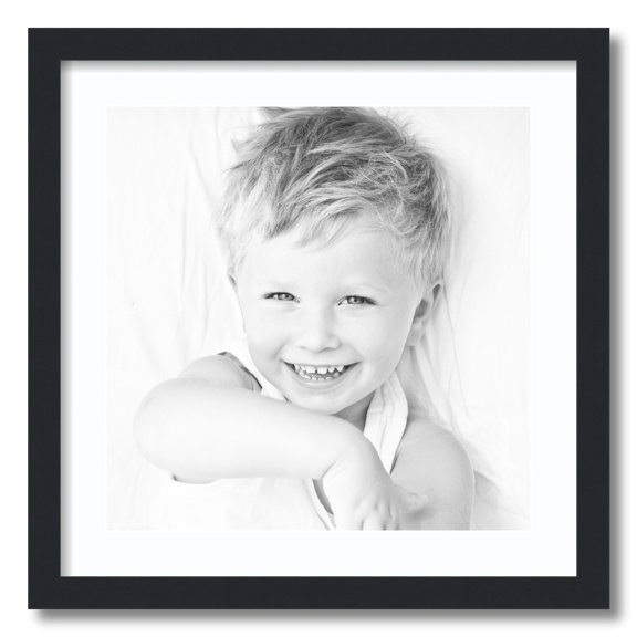 ArtToFrames 20x20" Matted Picture Frame with 16x16" Single Mat Photo Opening Framed in 1.2500" Satin Black and 2" Super White Mat (FWM-3926-20x20)