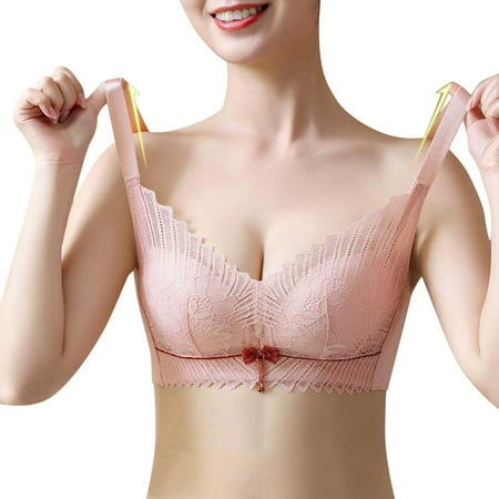

LBECLEY Womens Front Closure Bras Lace Latex Gathers and Closes The Auxiliary Milk and The Adjustable Underwear Is Comfortable and Sagging New Model Bra Pink S