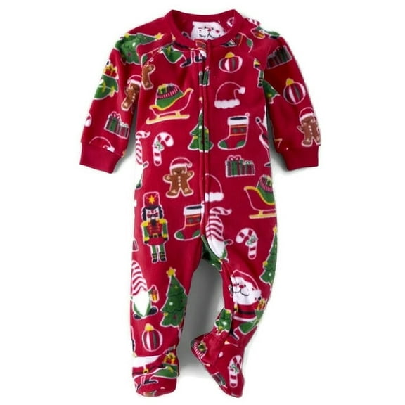 Toddler Boy's Girl's Christmas Nutcracker, Santa Red Fleece Pajama Sleeper (Size 4T)