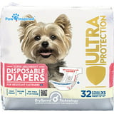 Paw Inspired Disposable Dog Diapers Female| Puppy, Doggie, Cat Diapers |Diapers for Dogs in Heat Period, Diapers that Stay on Bulk, Senior, Excitable Urination, or Incontinence (X-Small, 32 Count)