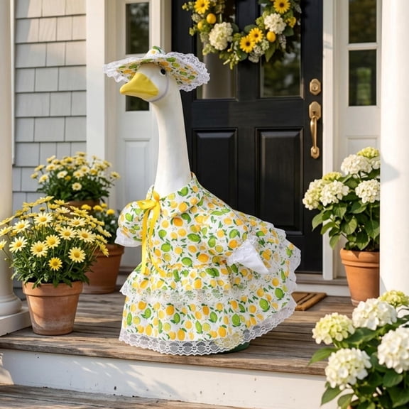 UALSRZL Porch Goose Outfits Set, 23in Summer Yelllow Porch Goose Outfit, Geese Outfits with Hat for Lawn Garden Patio Yard Decor, Multicolor
