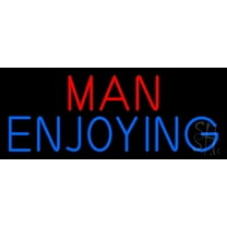 Man Enjoying Strip Gal LED Neon Sign 13" Tall x 32" Wide - inches Black Square Cut Acrylic Backing, with Dimmer - Premium built indoor Sign for Strip Club, Dance club, Décor, Bar.