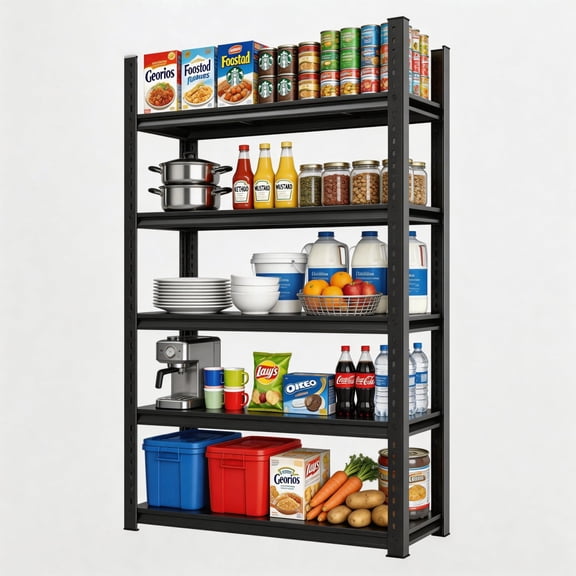 3000lb Heavy Duty Storage Shelves, 40"Wx16"Dx72"H 5 Tier Double-Layer Column Metal Shelving Unit, Thickened Panel Adjustable Shelf for Kitchen Pantry Cans Pots Appliances