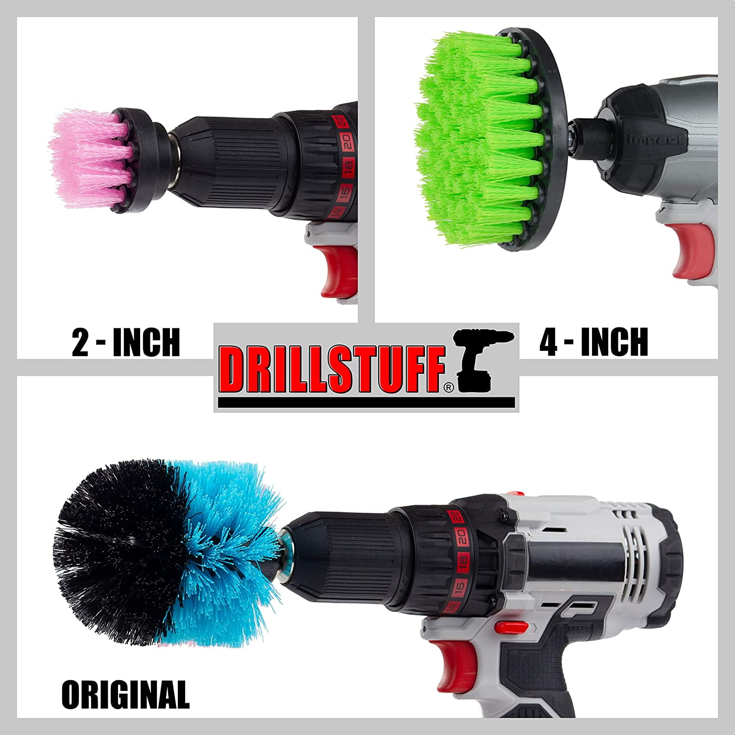 Drill Brush - Cleaning Supplies - Rotary Brush Kit w/Extension - Kitchen Accessories – Pots and Pans - Cast Iron Skillet - Power Dish Washing