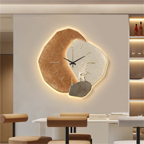 2026 New Simple Wall Clock for Living Room, Creative Wall Hanging Clock with LED Lamp, Home Decor Art Clock for Bedroom Dining Room Background Wall