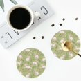 thumbnail image 5 of Pofeuu Cute Rabbit And Flower Print Leather Coasters Set of 6, Round Cups Mugs Mat Pad for Home Kitchen Heat Resistant Drink Coasters,Round Shape, 5 of 7