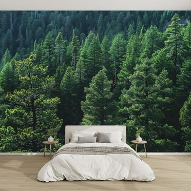 Modern Wallpaper Murals 3D Pine Tree Hill Desktop Background Peel and Stick Removable Self-Adhesive PVC Wall Stickers for Nursery Kids Bedroom TV Wall Decor