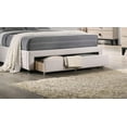 thumbnail image 2 of Light Brown Burlap Fabric Tufted Headboard Storage Footboard Queen Size Bed 1pc Bedroom Furniture Particle Board, 2 of 4