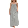 thumbnail image 3 of MUXiin Girls Dresses Summer Backless Cami Dresses for Girls Cami Lounge Dress Backless Sleeveless House Dress Long Sundress with Back Tie Grey,140(12-13 Years), 3 of 5