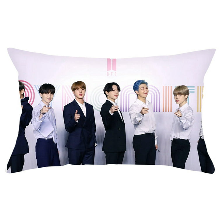 Riapawel BTS Pillowcase, Bangtan Boys Throw Pillow Case with Hidden Zipper  for Sofa Living Room Bedroom Dorm Decor-11.8 x 19.7 Inch