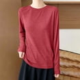 thumbnail image 2 of GigrtiJin Women's Long Sleeve Shirts Basic Baggy Pullover Tops Round Neck Lightweight Solid Color Shirts, 2 of 5