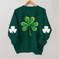 thumbnail image 4 of St. Patrick's Day Sweatshirt for Women Watercolor Shamrock Graphic Crewneck Long Sleeve Ribbed Cuffs Loose Fit Festive Clothes Pullover Top, 4 of 4
