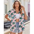 thumbnail image 7 of Zeagoo Women's Hawaiian Button Down Shirts Casual Short Sleeve Floral Tropical Print Summer Blouse Tunic Top, 7 of 7