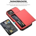 thumbnail image 2 of KOMI pour iPhone 13 Mini Étui avec Porte-Cartes [Ranger 5 Cartes] Étui Portefeuille Antichoc à Double Couche Robuste avec Fente pour Carte Cachée Grand Étui de Rangement pour iPhone 13 Mini (Rouge), 2 of 5