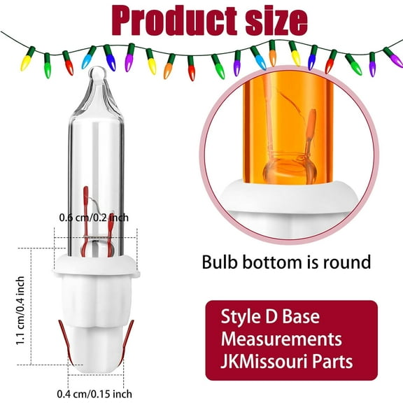 FGERFE-100 Pieces 2.5V Replacement Christmas Tree Light Bulbs 50/100/150/200 Count Mini Incandescent Wire String Lights Replacement Bulbs for Xmas Tree Decoration (White Base with Bright Color Bulb)