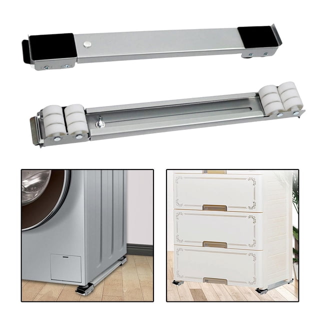 2X Movable Roller Base Adjustable Appliance Rollers for Dryers, Refrigerators grey