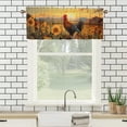 thumbnail image 3 of Watercolor Rooster Window Curtain Valances Farm Sunflower and Chicken Country Sunset Rod Pocket Valances for Bedroom Living Room Dining Room 54 by 18 in, 1 Panel, 3 of 6