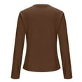 thumbnail image 5 of SELONE Thermal Undershirt for Women Tops Crewneck T-Shirt Long Sleeve Pullover Soild Tight Bottom Home Clothes Brown, 5 of 7