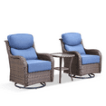 thumbnail image 4 of Gymojoy 3 Pieces Patio Furniture Set, Outdoor Swivel Glider Rocker, Wicker Patio Bistro Set with Rocking Chair, 6-inch Thick Cushions and Side Table for Porch, 4 of 10