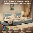 thumbnail image 4 of Twin LED Bed Frame, Kids Platform Bed with 2 Large Storage Drawers, Velvet Upholstered Princess Bed for Girls & Boys, Wooden Slats Support, No Box Spring Needed, Easy Assembly, 4 of 7