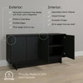 thumbnail image 6 of Prepac Black Oak Finnley Sideboard Cabinet Buffet Cabinet with Storage Accent Cabinet for Living Room, Kitchen, Entryway Cabinet with Adjustable Shelves Push Latch System 16"D x 61.5"W x 30.75"H, 6 of 12