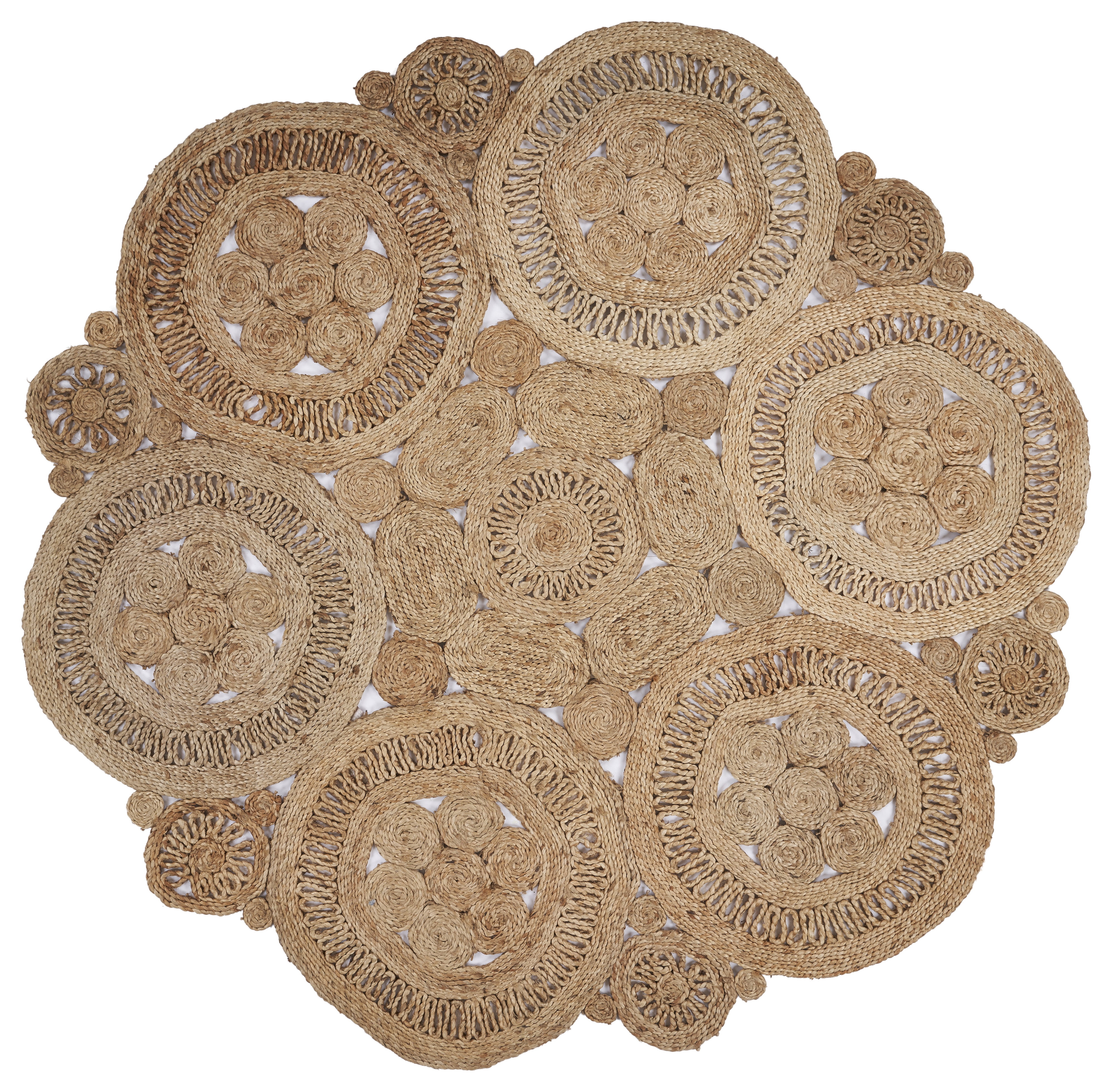 Harlow Hill Cora 8' Round Brown/Natural Solid Hand Braided Reversible Jute Indoor Area Rug