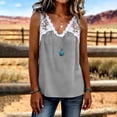 thumbnail image 4 of ClodeEU Women's Lace Trim V Neck Sleeveless Tank Top, Casual Loose-Fit Blouse, Soft Summer Cami with Lace Gray,Women's Plus XL, 4 of 6