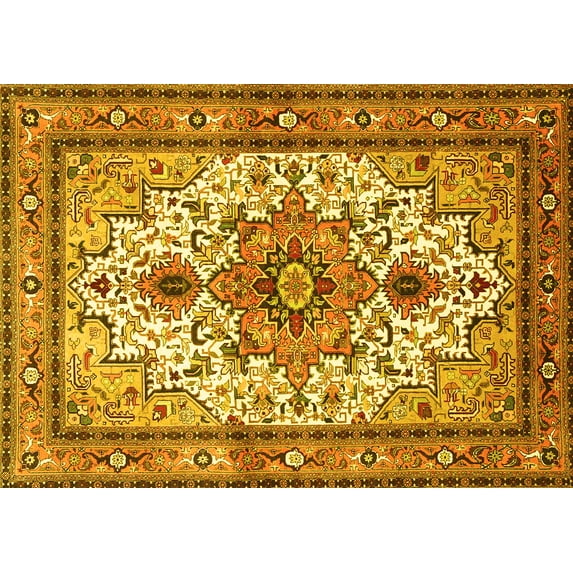Ahgly Company Indoor Rectangle Persian Yellow Traditional Area Rugs, 5' x 8'