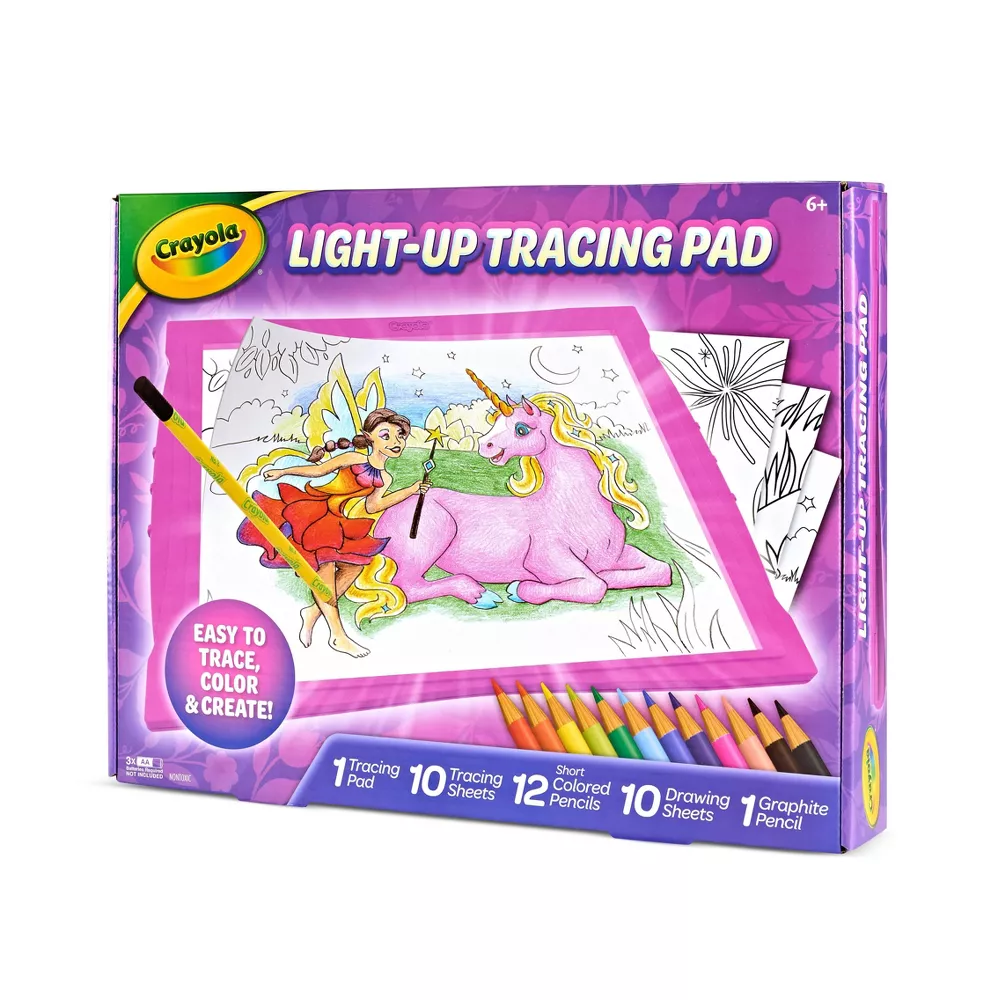 Light Up Tracing Pad Pink: Creative Drawing Kit for Kids, Includes Colored Pencils & Paper, Toys for Ages 6-8