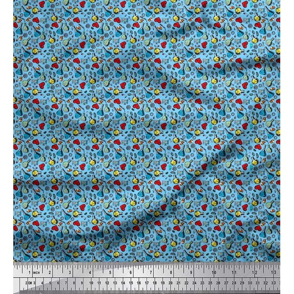 Soimoi Rayon Fabric Scientific Lab Equipments Education Theme Printed Craft Fabric by The Yard 42 Inch Wide