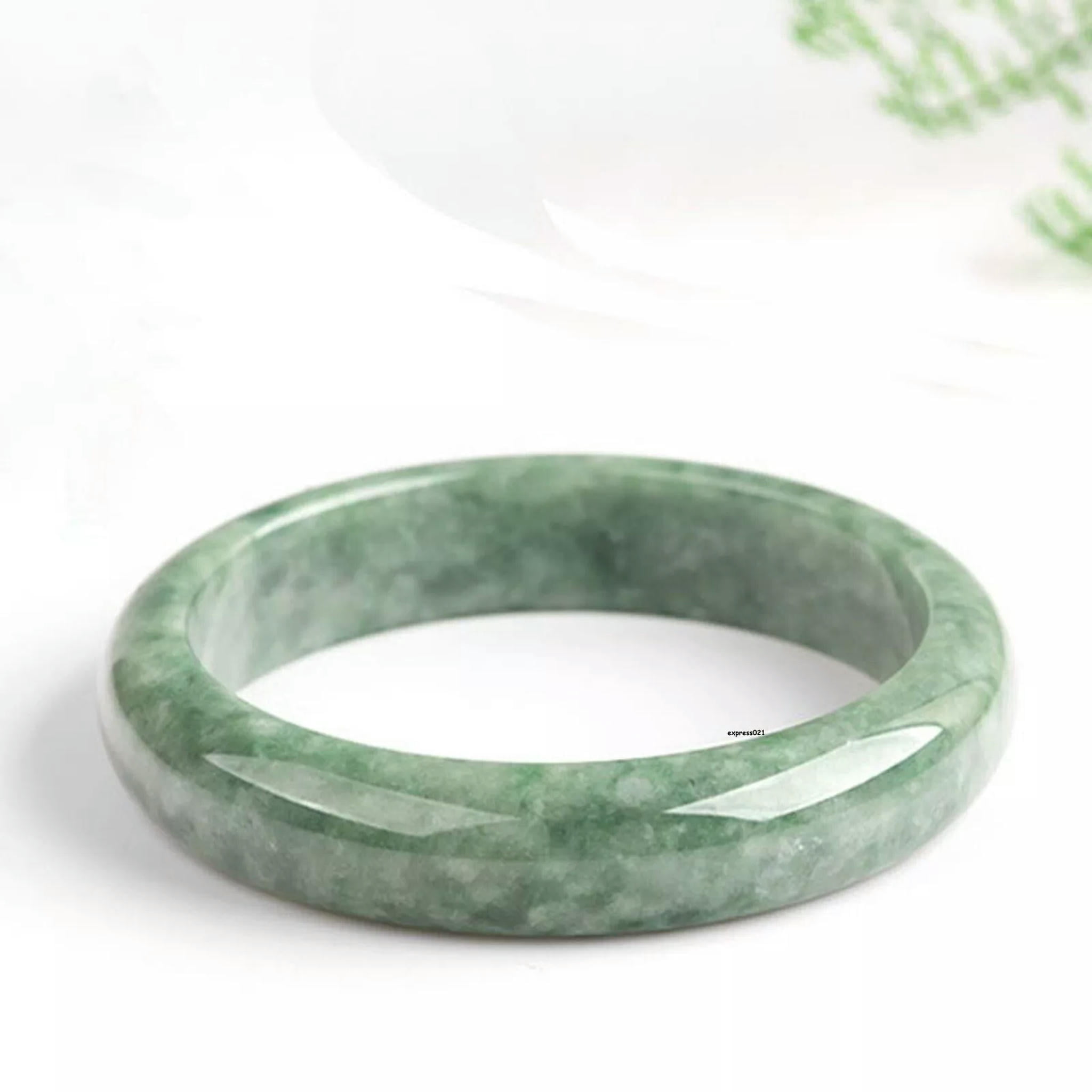 HOOUN Natural Grade A Jade Jadeite Bangle Men Women Gift Lucky Green Smooth Bracelet