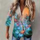 thumbnail image 2 of Moda mujer estampado Casual manga larga Turndown Collar botón camisa Tops Fridja  bvmnju7650, 2 of 5