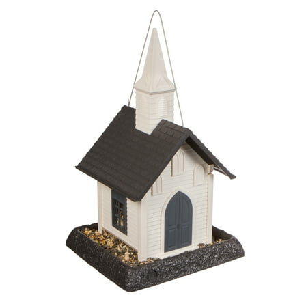 North States Village Collection White and Gray Church Hopper Bird Feeder, 5 lb Capacity