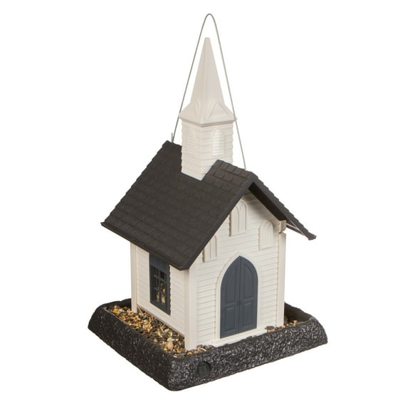 North States Village Collection White and Gray Church Hopper Bird Feeder, 5 lb Capacity