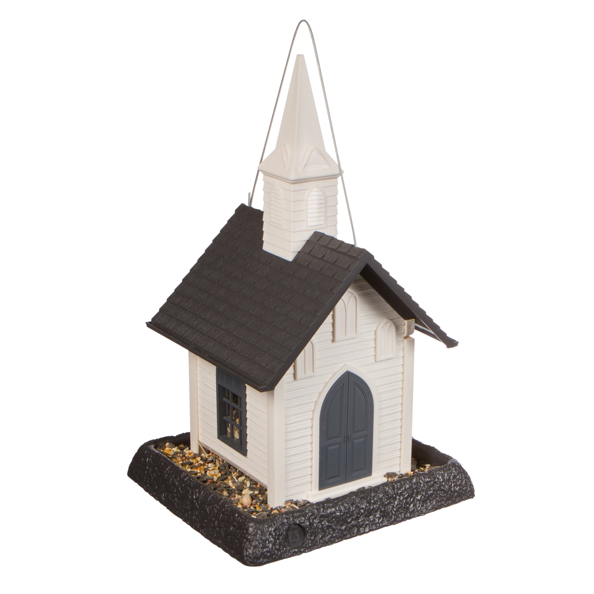 North States Village Collection White and Gray Church Hopper Bird Feeder, 5 lb Capacity
